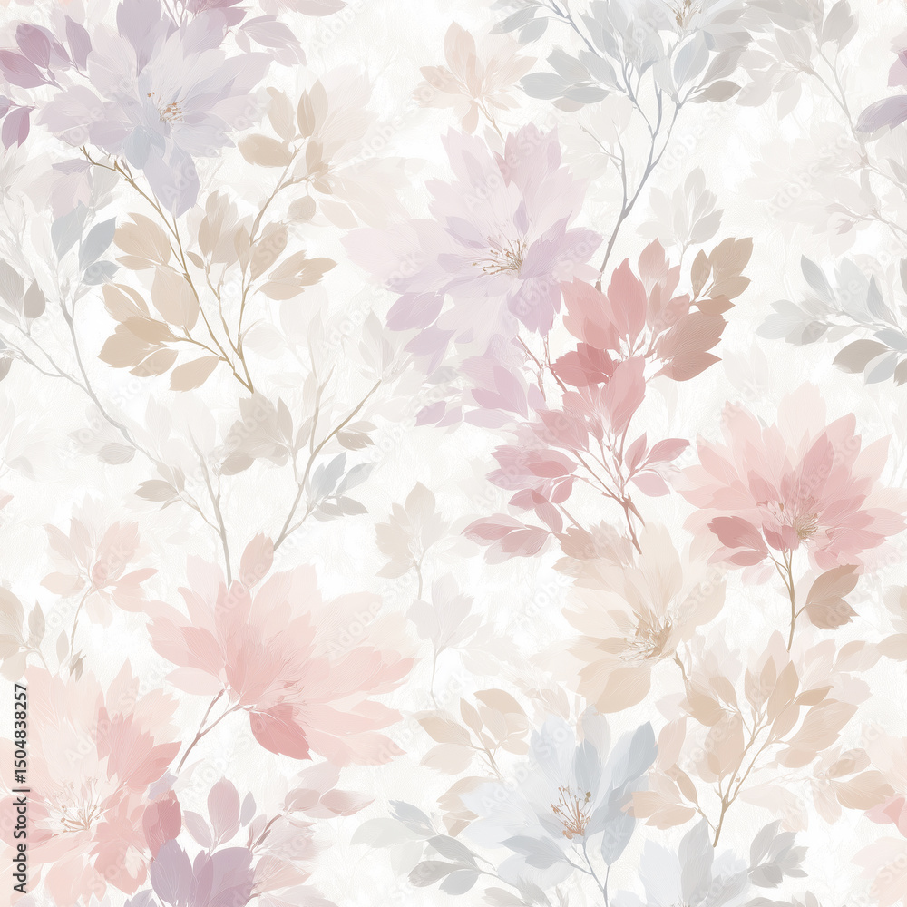 Soft Pastel Floral Wallpaper - Seamless Gentle Pattern Soft Pastel Floral Wallpaper - Seamless Gentle Pattern