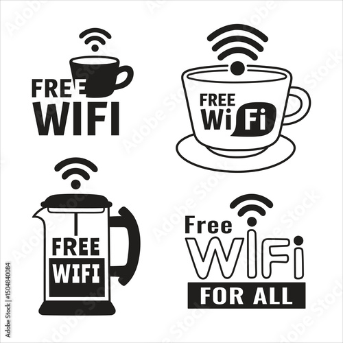 Free wifi vector icon logo set