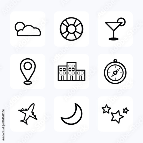 Travel icon black. Vocation icon set. Vector icon illustration