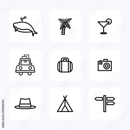 Travel icon black. Vocation icon set. Vector icon illustration
