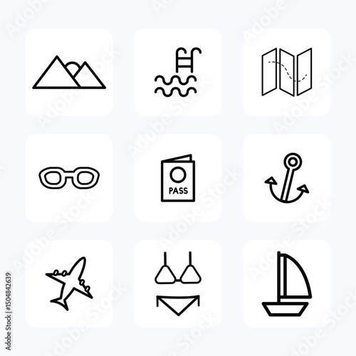 Travel icon black. Vocation icon set. Vector icon illustration