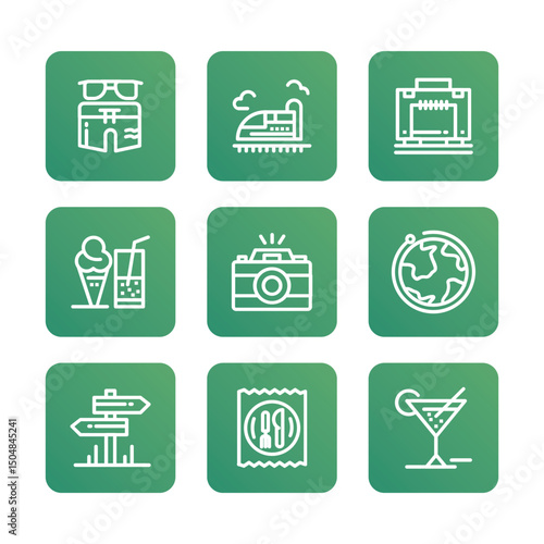 Travel icon black. Vocation icon set. Vector icon illustration