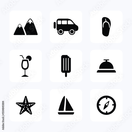 Travel icon black. Vocation icon set. Vector icon illustration
