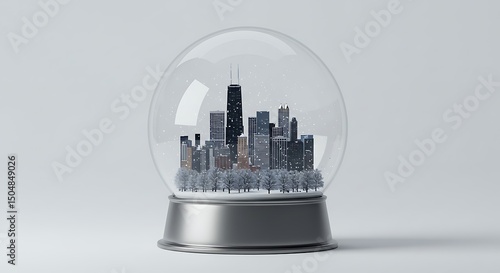 Winter Chicago Skyline Snow Globe: A Festive Holiday Scene