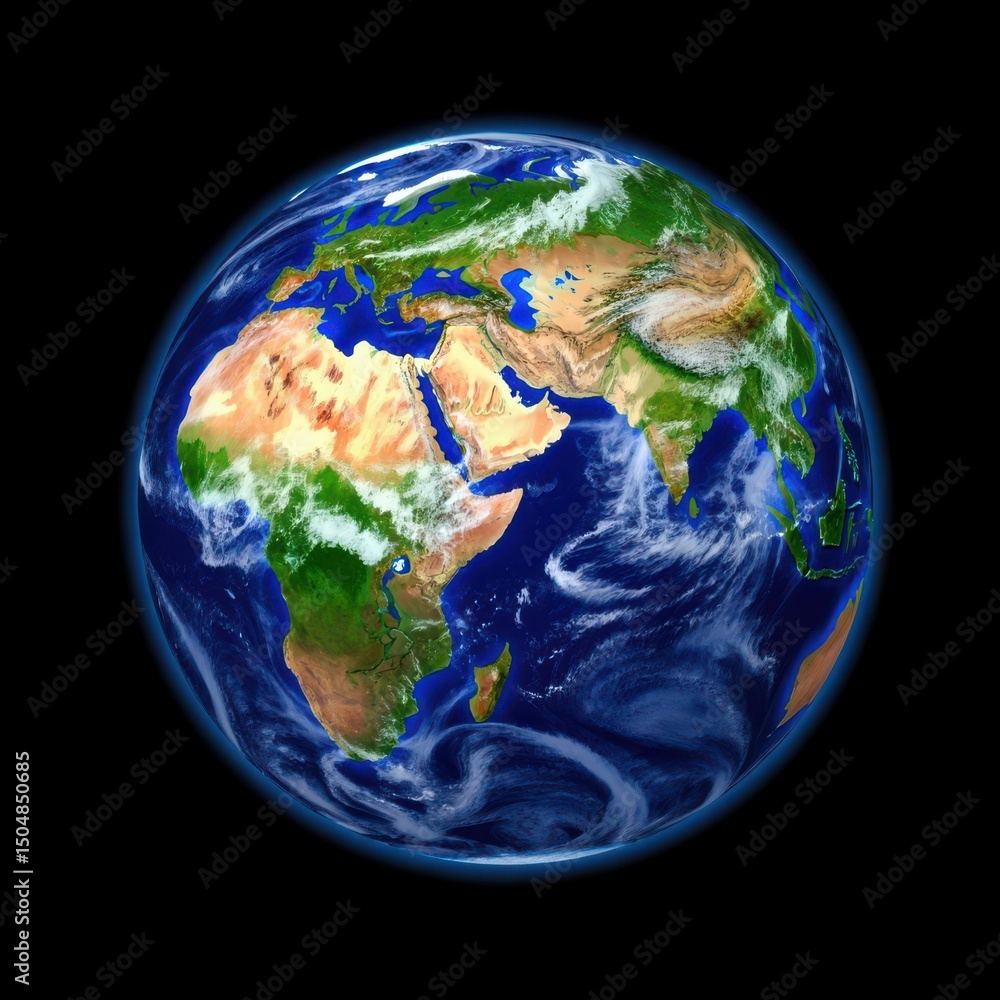 Fototapeta premium Detailed Earth Globe Showing Africa Asia and Europe Continents