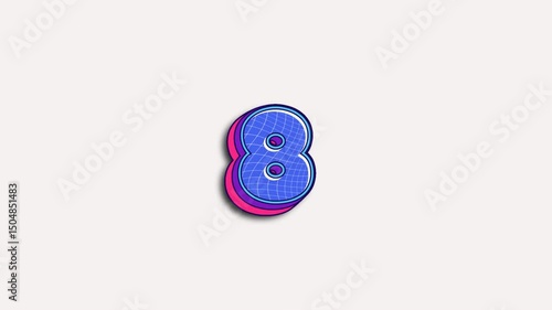 Blue and purple 3D number eight suitable for birthday decorations, anniversary graphics, and vibrant design projects requiring numerical elements.