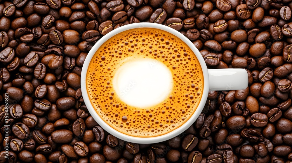 Fototapeta premium Latte art atop coffee beans
