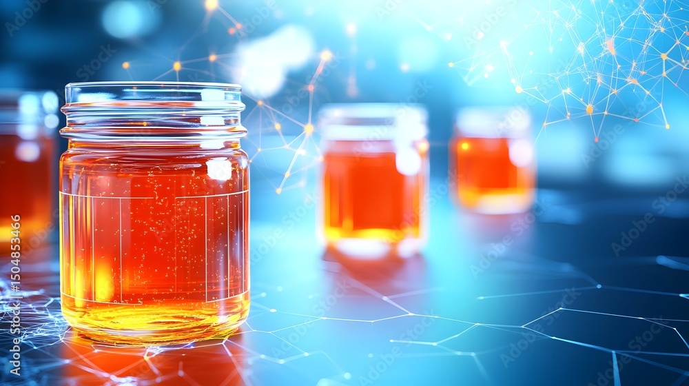 Honey jars, futuristic, blurred, abstract Honey jars, futuristic, blurred, abstract