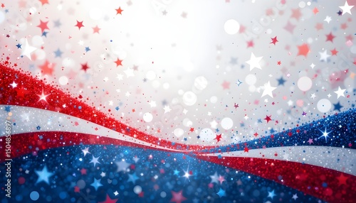 "Abstract Patriotic Red White and Blue Glitter Sparkle Background for Voting Memorial Labor Day and Election"