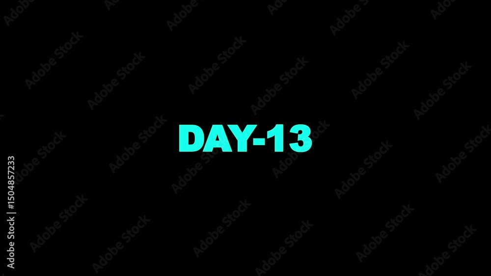 Day 13, 13 Day Text Animation. Day 13 animation Luma matte with transparent background 4K appointment, important date, Timetable. time management, organize meeting. Day 13, 13 Day Text Animation. Day 13 animation Luma matte with transparent background 4K appointment, important date, Timetable. time management, organize meeting.
