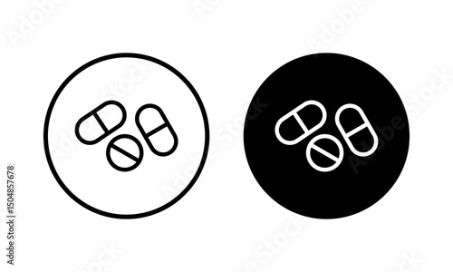 Pills icon vector illustration. capsule icon. Drug sign and symbol