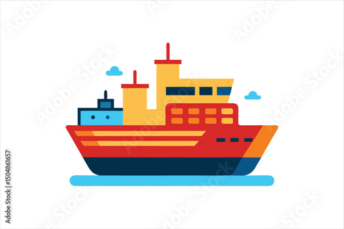 Marine Transport Icon in Flat Vector Style with White Background