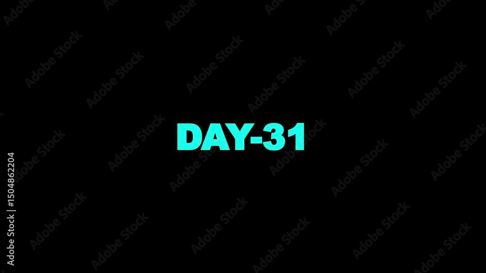 Day 31, 31 Day Text Animation. Day 31 animation Luma matte with transparent background 4K appointment, important date, Timetable. time management, organize meeting. Day 31, 31 Day Text Animation. Day 31 animation Luma matte with transparent background 4K appointment, important date, Timetable. time management, organize meeting.