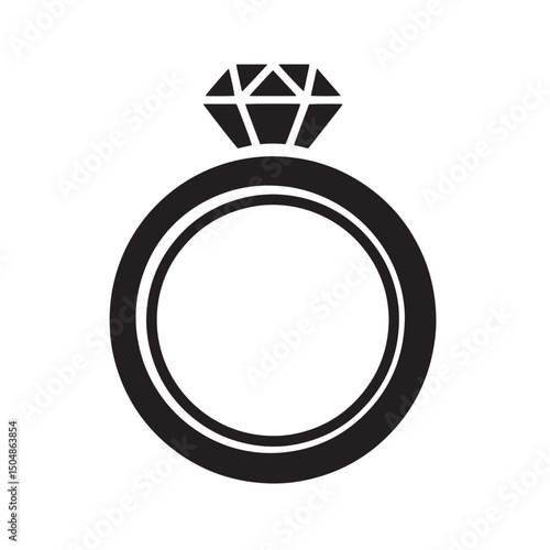 A sophisticated silhouette depiction of a diamond engagement ring perfect for romantic wedding or anniversary related projects