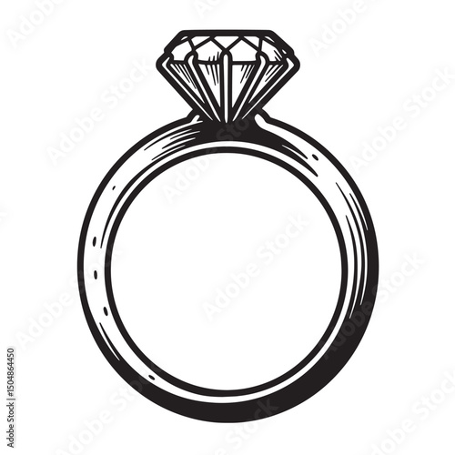 Elegant engagement ring silhouette illustration for romance wedding and celebration designs