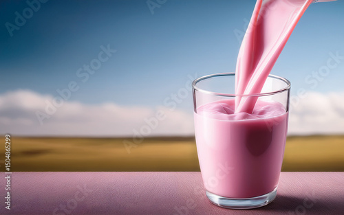 glass of milk and strawberry