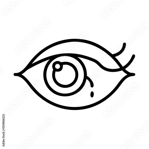 Simple black line drawing of eye with tear drop, symbolizing sadness or emotion