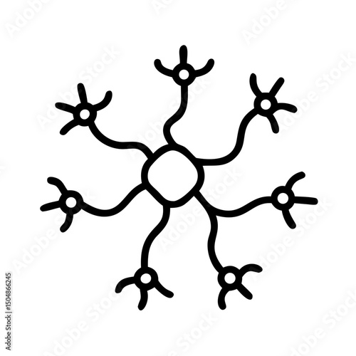 Simple black neuron illustration with branching dendrites and axon
