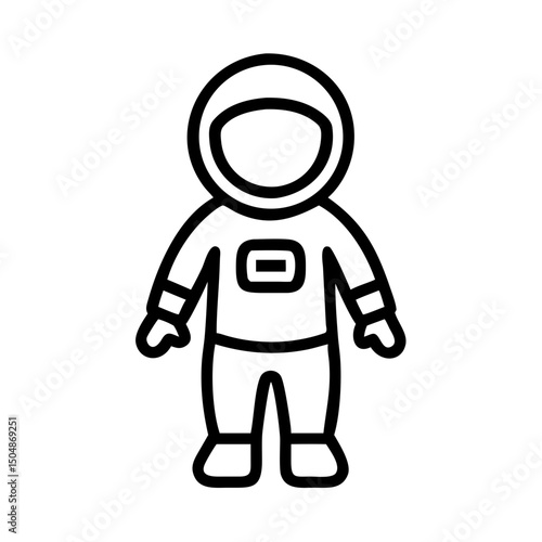 Astronaut icon in simple black outline style, depicting space suit with helmet and gloves