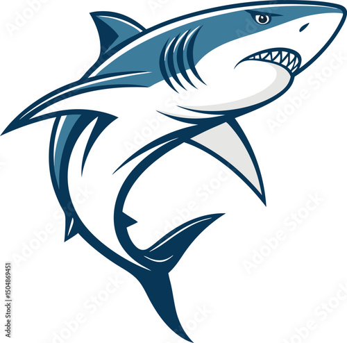 Shark vector art illustration with white background 