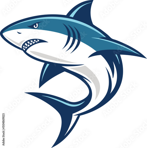 Shark vector art illustration with white background 