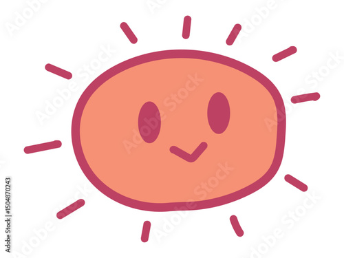にっこり手書き太陽のアイコン（赤）