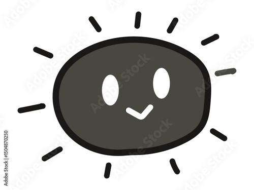 にっこり手書き太陽のアイコン（黒）