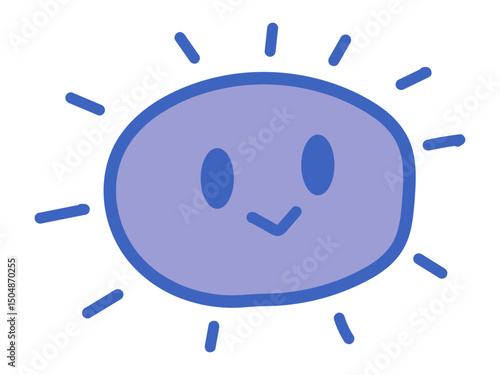 にっこり手書き太陽のアイコン（青）