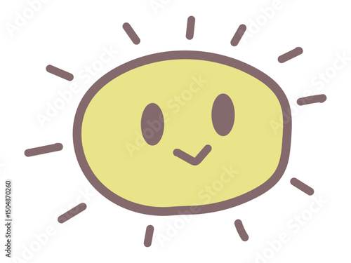 にっこり手書き太陽のアイコン（黄）