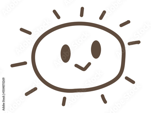 にっこり手書き太陽のアイコン（シンプル）
