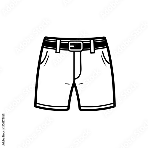 Fashionable vector icon of belted women’s shorts with pockets for online clothing stores