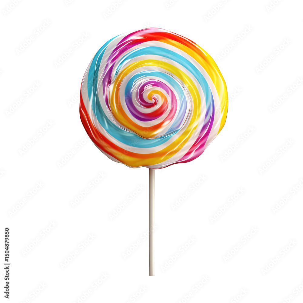 Colorful Spiral Lollipop Candy on Transparent Background Colorful Spiral Lollipop Candy on Transparent Background