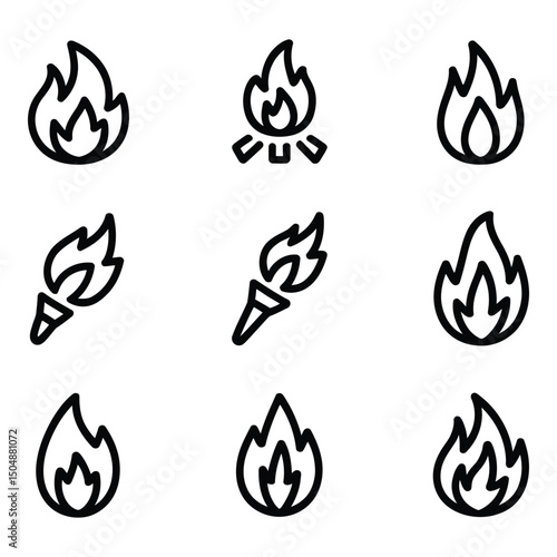 Flames ignite courage warmth representing passion resilience in simple minimalist black and white