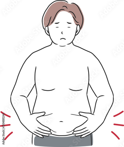 お腹の贅肉が気になる男性のイラスト素材