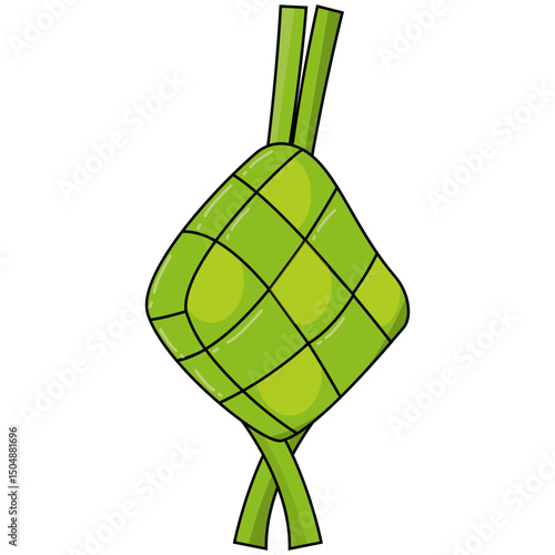 Ketupat For Eid Al Fitr. Ketupat Illustration. Illustration of cute cartoon ketupat or rice dumpling.