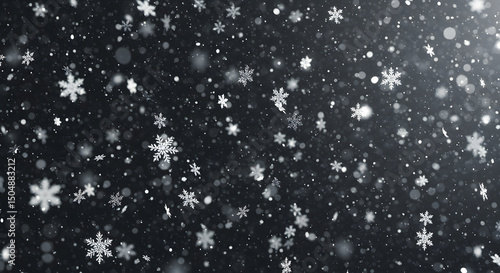 Falling Snowflakes on Dark Background