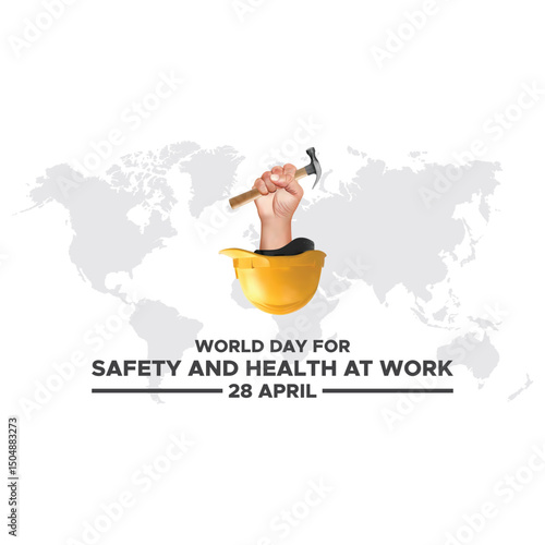 World Day For Safety and Health at Work.28th April World day for safety and health at work cover banner. A poster for world day for safety and health at work.