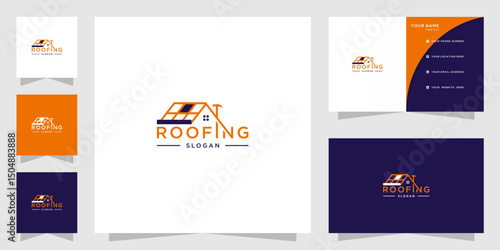 House roofing logo and business card template	