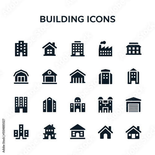 Minimal building icons for city design

