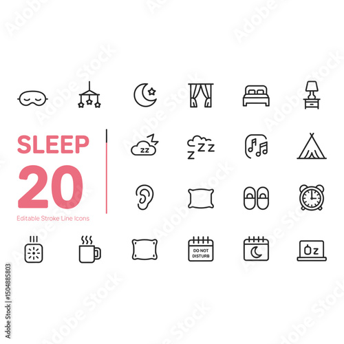 Unveiling the Sweet Serenity of Sleep Exploring Icons for Restful Nights Presented in Clean and