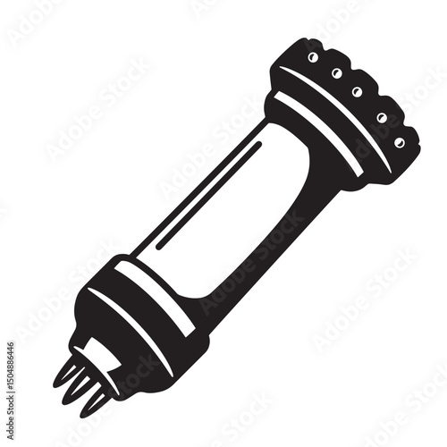 Black and white silhouette of a cocktail muddler isolated on white background