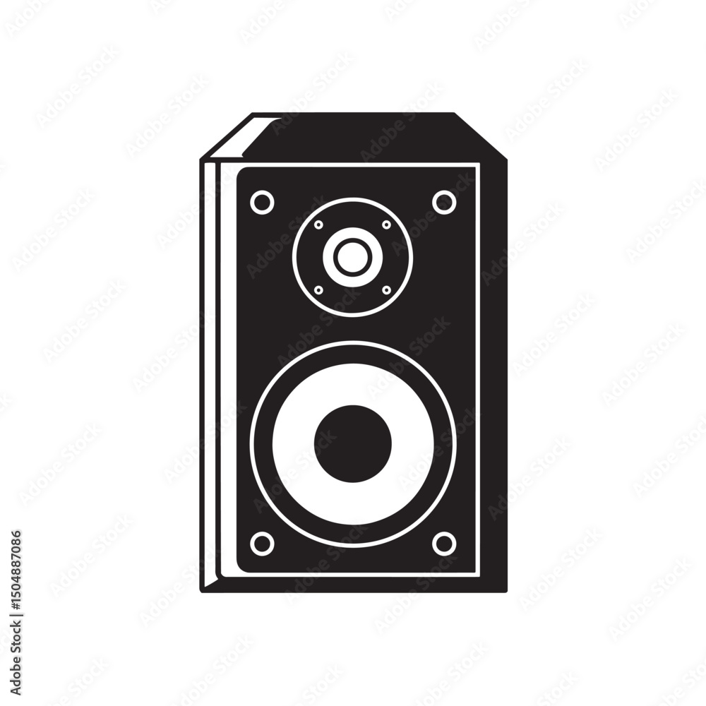 Vector illustration of a simple black and white silhouette speaker for music and sound design projects Vector illustration of a simple black and white silhouette speaker for music and sound design projects