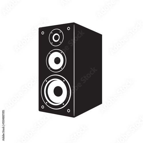 Vector silhouette of a black audio speaker with multiple drivers and a simple modern design representing sound equipment