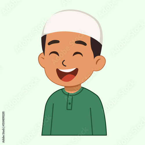 Laughing Muslim Boy – Happy Islamic Kid with Joyful Expression
