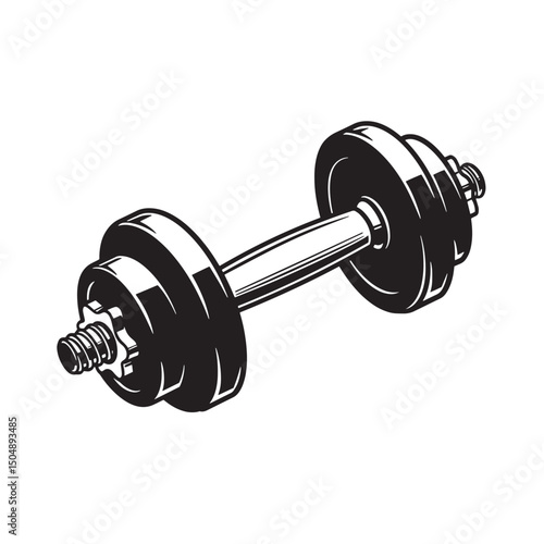 Black and white dumbbell silhouette depicting fitness and strength training equipment