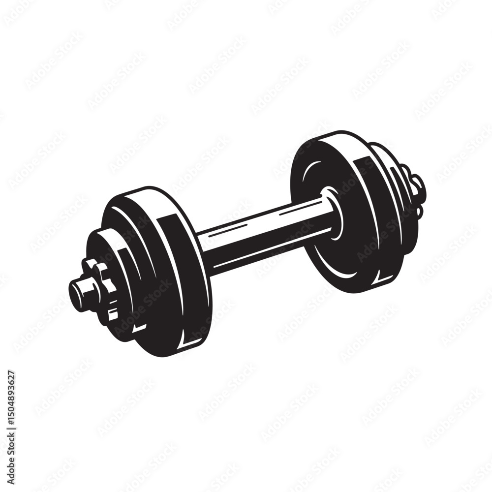 Naklejka premium Black and white silhouette dumbbell for fitness and workout concept vector illustration.