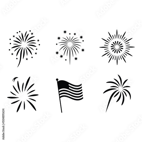Celebrating Independence Day with dazzling fireworks and patriotic fervor Black and white minimal