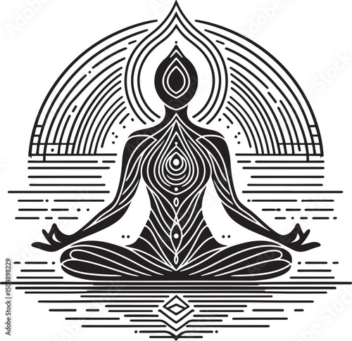 Yoga lotus pose. Woman meditating. Vector illustration..eps