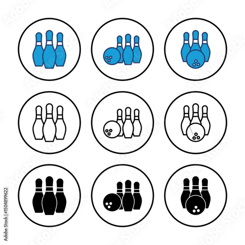 Bowling icon vector. bowling ball and pin icon. bowling pins