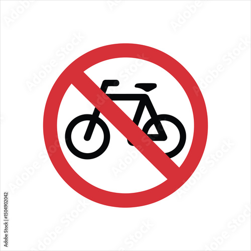 No bicycle sign representing restriction of cycling on a white background